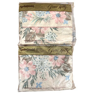 NEW 2pc Springmaid QUEEN Grace Kelly Reverie Flat + Fitted Sheets Floral HTF NOS